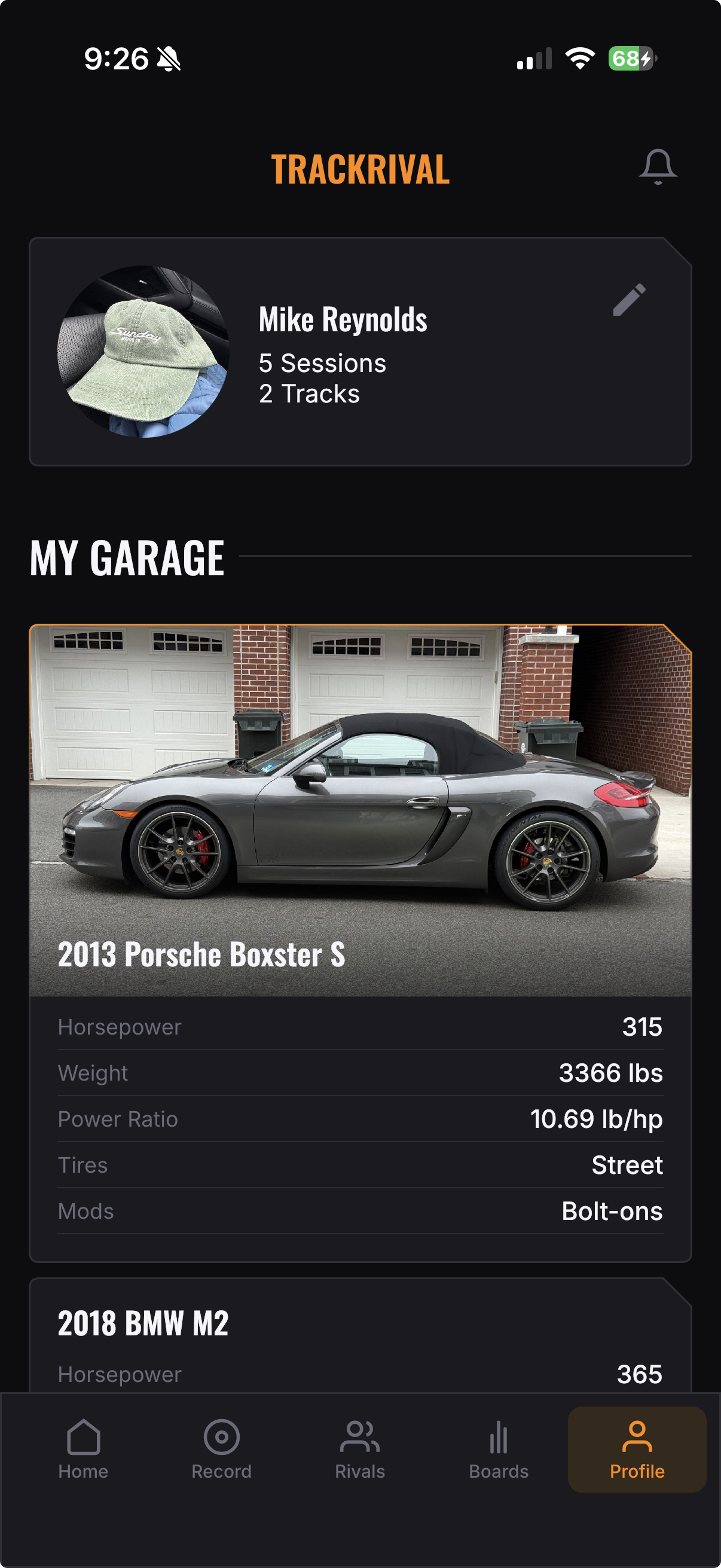 My Garage screen